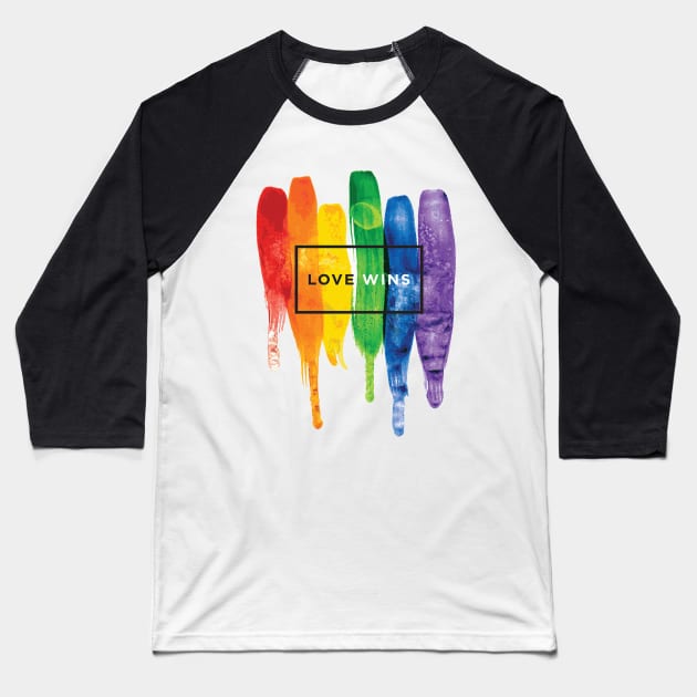 Watercolor Love Wins Rainbow (LGBT) Baseball T-Shirt by martinclemmons